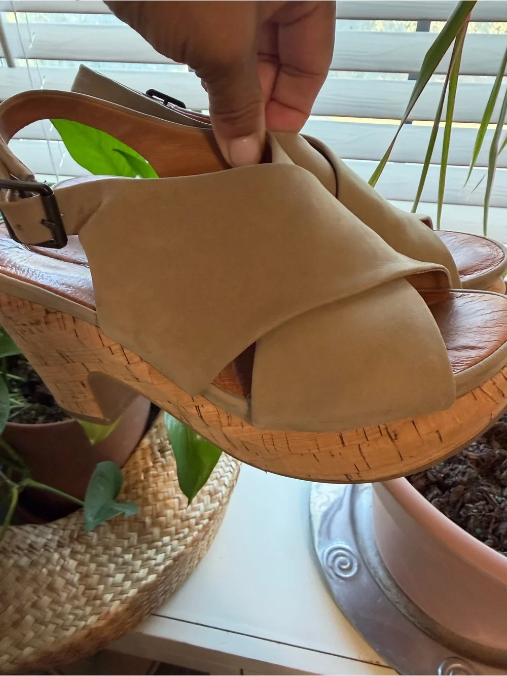 Gentle Souls by Kenneth Cole “Paulina” Leather Cork Wedge Sandals